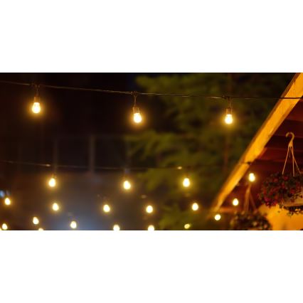 LED Stmievateľná solárna vonkajšia reťaz PARTY 10xE27/3,7V 1800 mAh 10 m IP44 + diaľkové ovládanie
