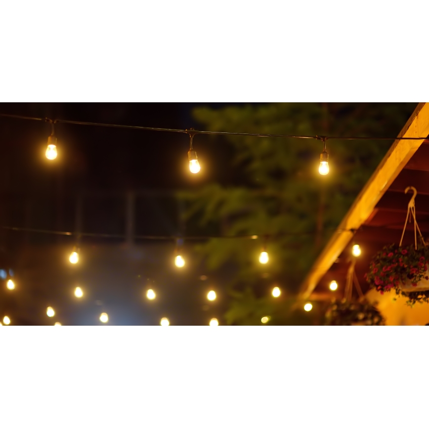 LED Stmievateľná solárna vonkajšia reťaz PARTY 10xE27/3,7V 1800 mAh 10 m IP44 + diaľkové ovládanie