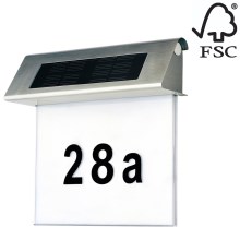 LED Solárne domové číslo LED/2x0,07W/2,4V IP44 – FSC certifikované