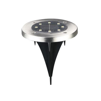 LED Solárne nájazdové svietidlo SOLLY LED/1,2V 6500K pr. 11,5 cm 300 mAh IP44 matný chróm