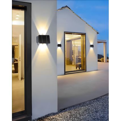 LED Solárne nástenné svietidlo 4xLED/1,5W/3,7V 1500 mAh IP54 čierna