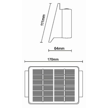 LED Solárne nástenné svietidlo 4xLED/1,5W/3,7V 1500 mAh IP54 čierna