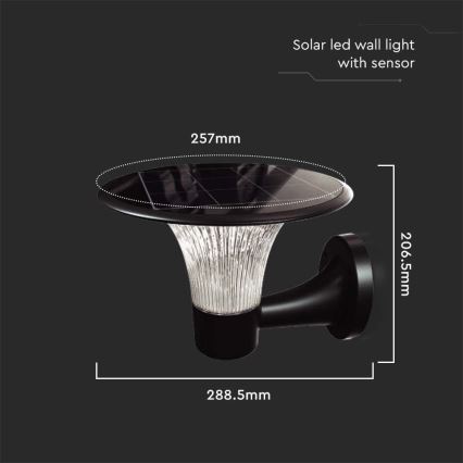 LED Solárne nástenné svietidlo so senzorom LED/15W/3,2V 4000K/6000K IP65 6000 mAh