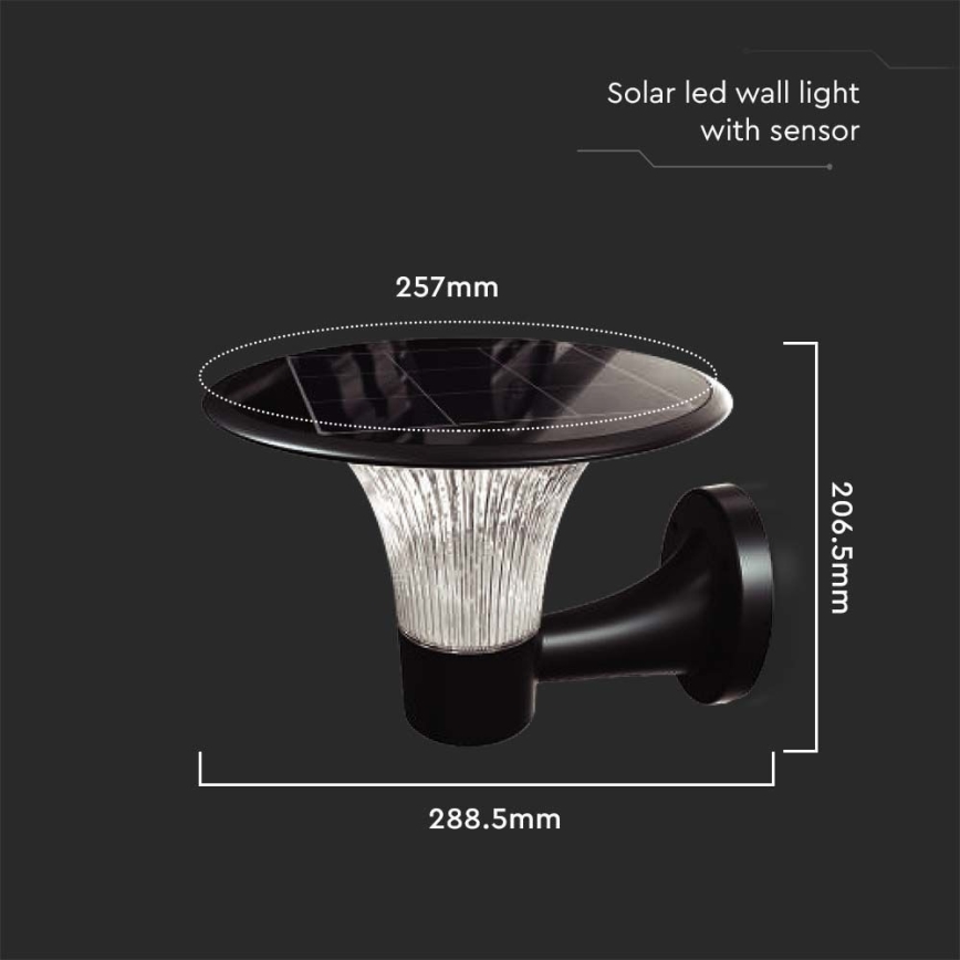LED Solárne nástenné svietidlo so senzorom LED/15W/3,2V 4000K/6000K IP65 6000 mAh