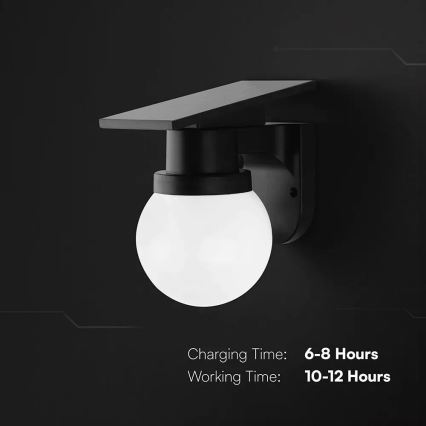 LED solárna nástenná lampa LED/3,7V 3000/4000/6400K IP54 1800 mAh čierna + diaľkové ovládanie
