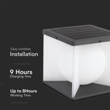 LED Stmievateľné solárne nástenné svietidlo LED/8W/3,7V IP65 3000K 5200 mAh + diaľkové ovládanie