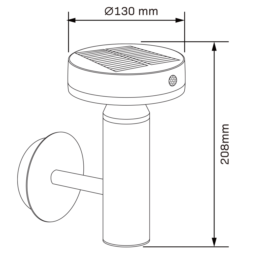 LED Solárne nástenné svietidlo so senzorom GWINEA LED/4,5W/3,7V IP44 čierna