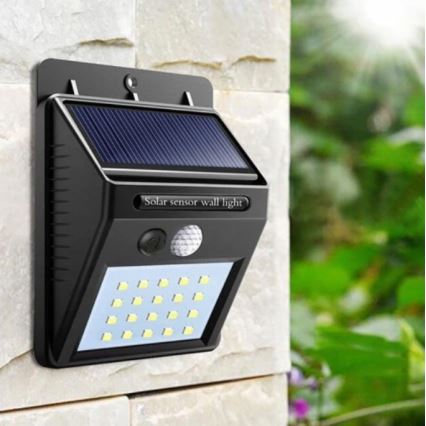 LED Solárne nástenné svietidlo so senzorom LED/0,55W/3,7V 1200 mAh IP65