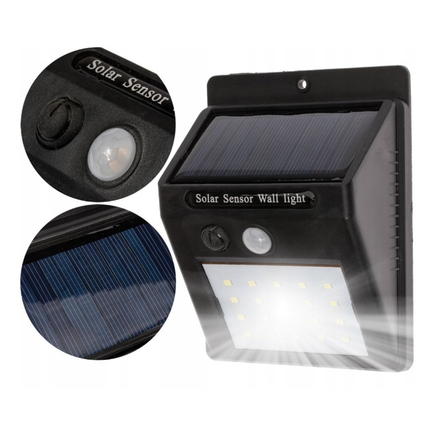 LED Solárne nástenné svietidlo so senzorom LED/0,55W/3,7V 1200 mAh IP65