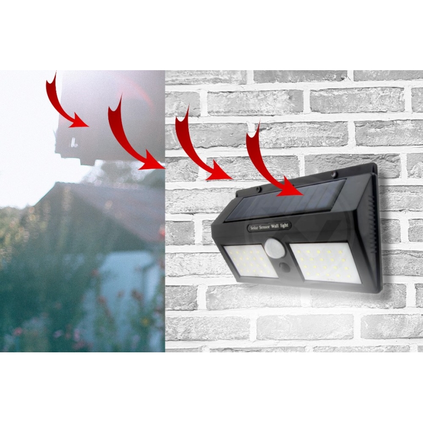 LED solárne nástenné svietidlo so senzorom LED/1,2W/3,7V 1200 mAh IP54