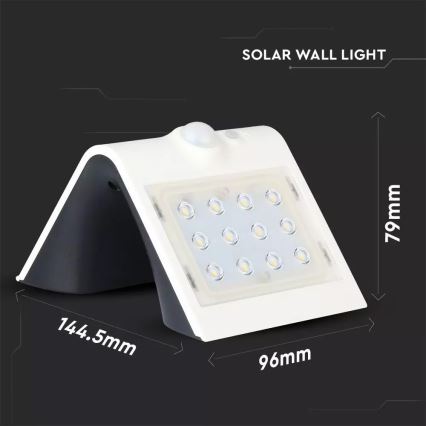 LED Solárne nástenné svietidlo so senzorom LED/1.5W/3,7V IP65