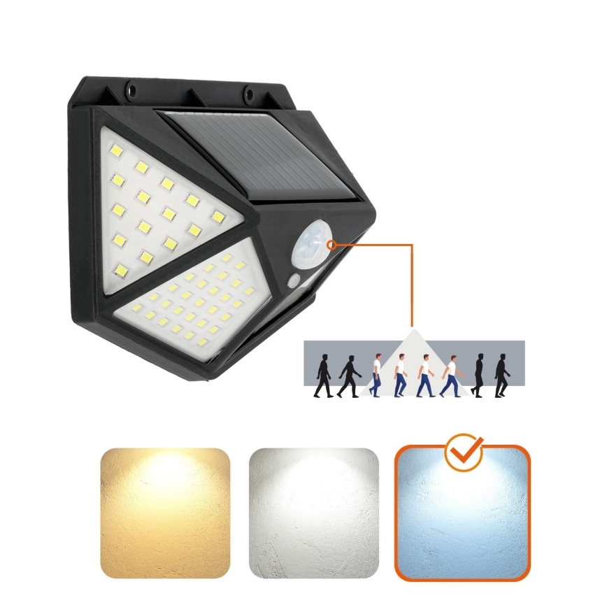 LED Solárne nástenné svietidlo so senzorom LED/1W/3,7V 6500K IP44
