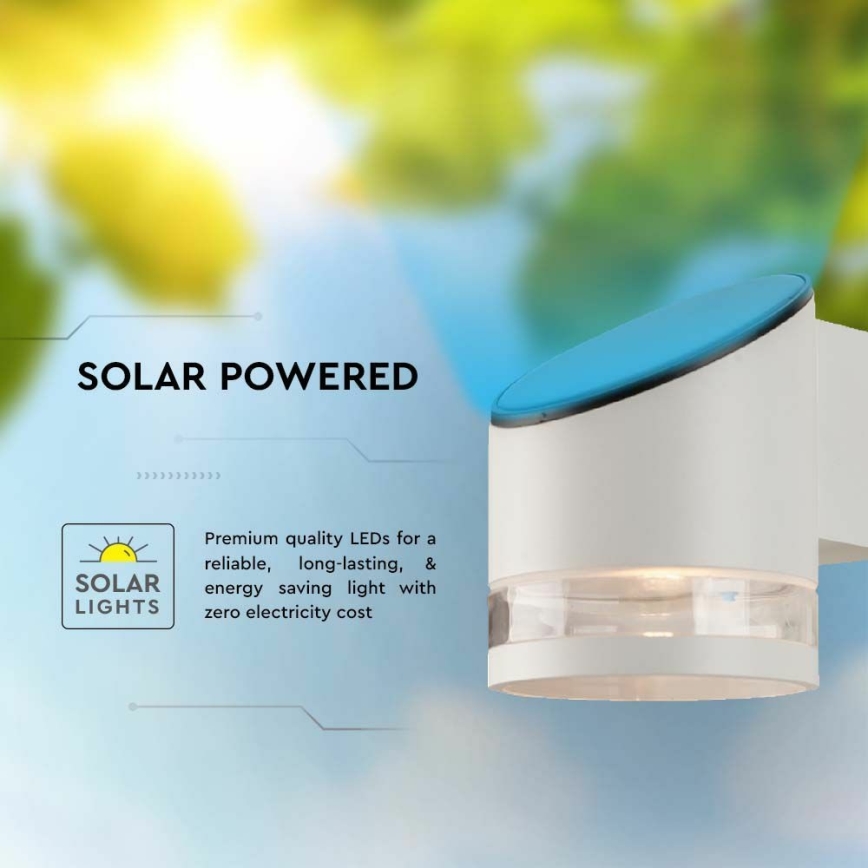 LED Solárne nástenné svietidlo so senzorom LED/1W/3,7V IP54 3000K 1200 mAh biela