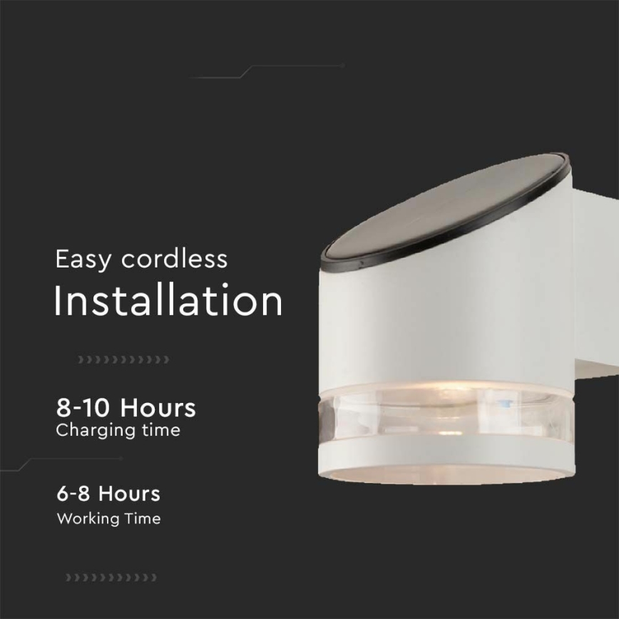 LED Solárne nástenné svietidlo so senzorom LED/1W/3,7V IP54 3000K 1200 mAh biela