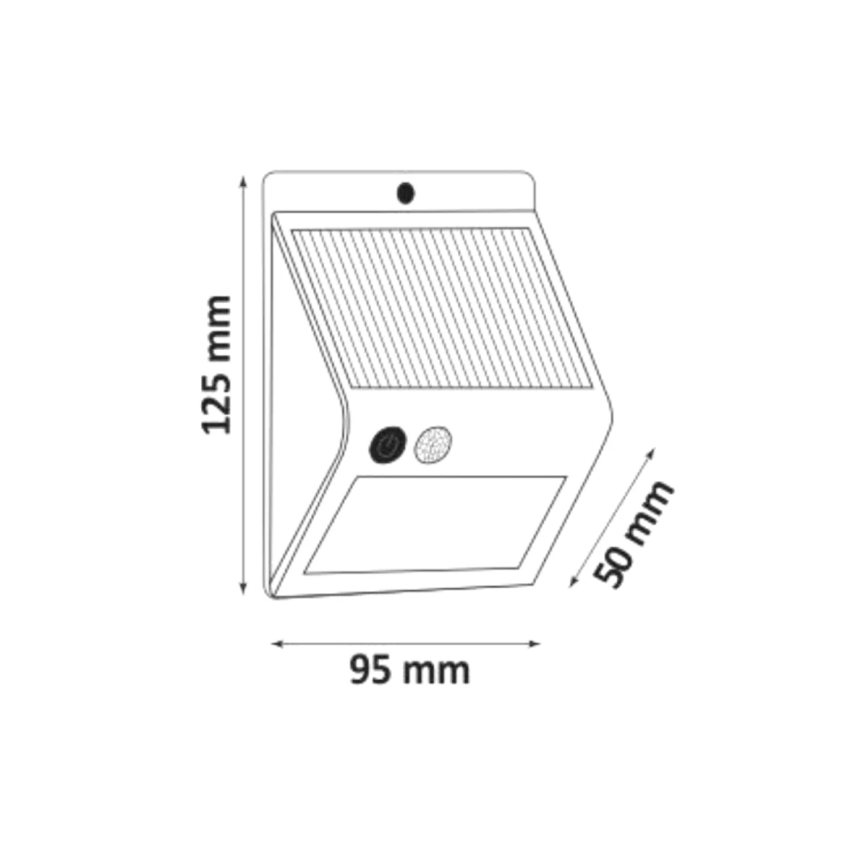 LED Solárne nástenné svietidlo so senzorom LED/2,2W/3,7V 2200 mAh IP44