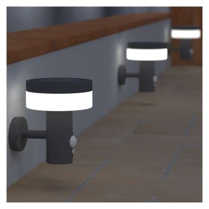 LED solárne nástenné svietidlo so senzorom LED/2W/3,7V 1200 mAh IP44