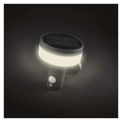 LED solárne nástenné svietidlo so senzorom LED/2W/3,7V 1200 mAh IP44