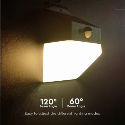 LED Solárne nástenné svietidlo so senzorom LED/2W/3,7V 4000K IP65 1200 mAh