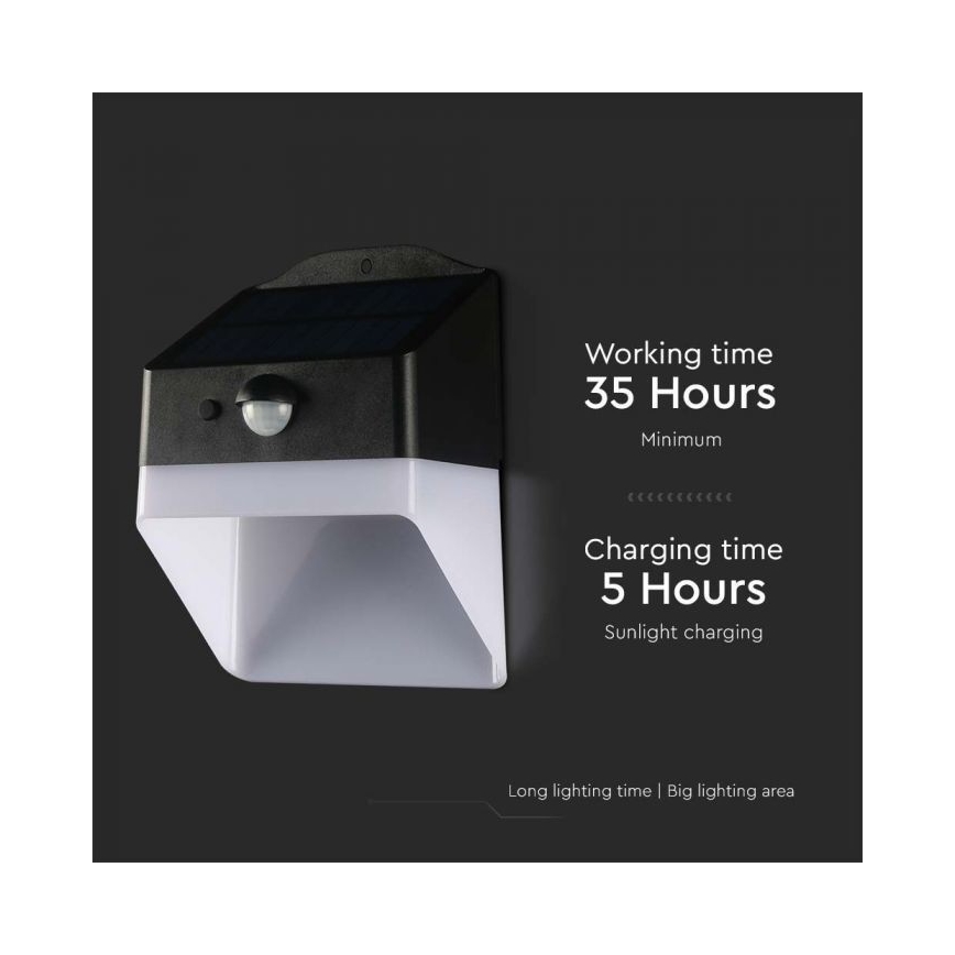 LED Solárne nástenné svietidlo so senzorom LED/2W/3,7V 4000K IP65 1200 mAh