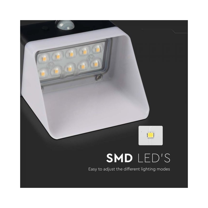 LED Solárne nástenné svietidlo so senzorom LED/2W/3,7V 4000K IP65