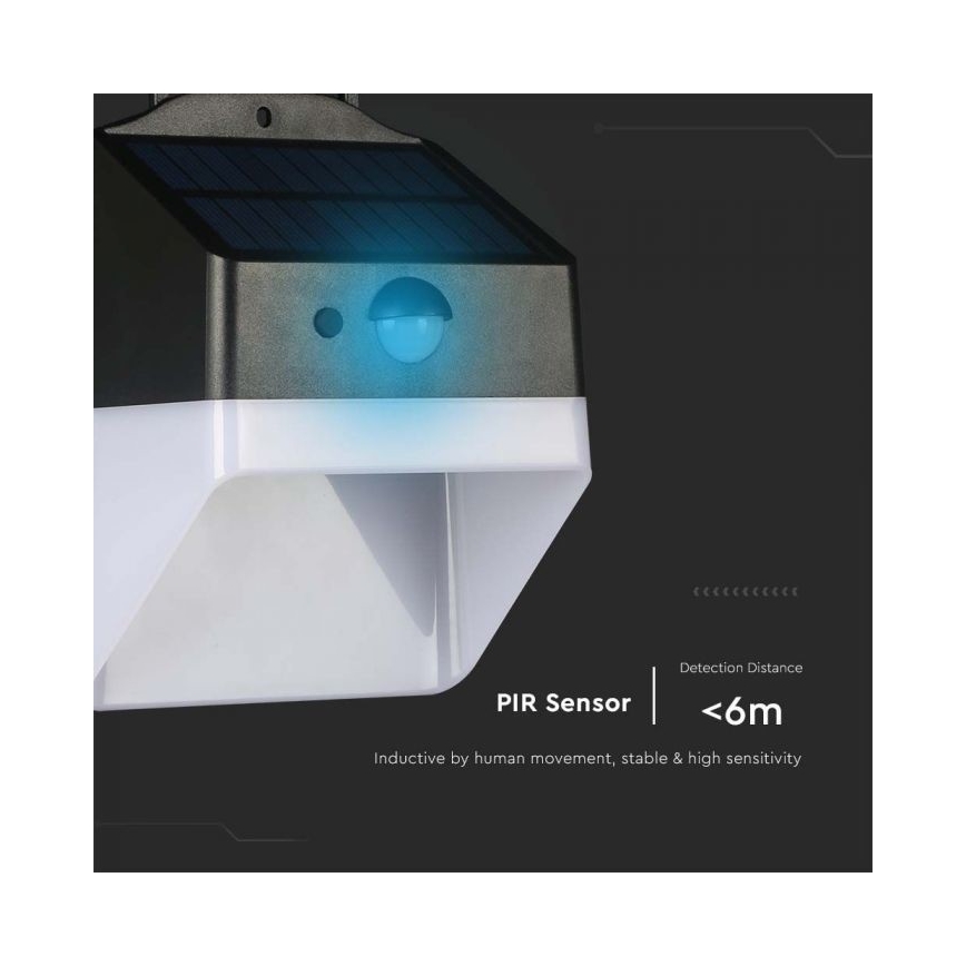 LED Solárne nástenné svietidlo so senzorom LED/2W/3,7V 4000K IP65