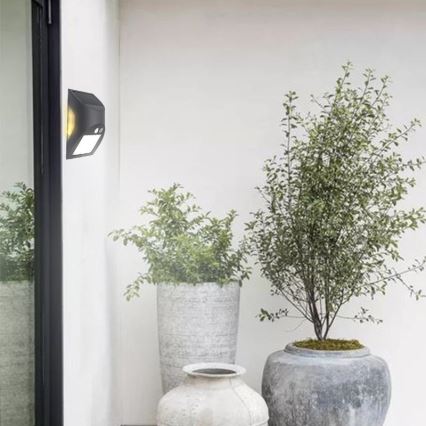 LED solárne nástenné svietidlo so senzorom LED/3W/3,7V 3000/4000K 1200 mAh IP54 antracit