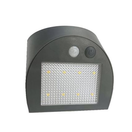LED solárne nástenné svietidlo so senzorom LED/3W/3,7V 3000/4000K 1200 mAh IP54 antracit
