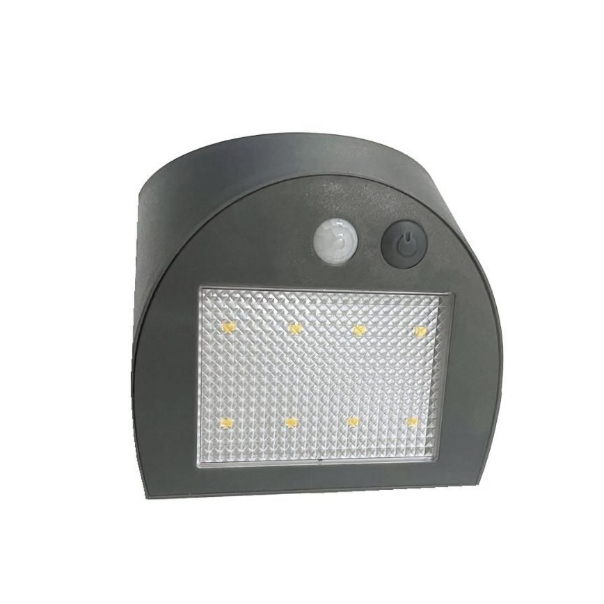 LED solárne nástenné svietidlo so senzorom LED/3W/3,7V 3000/4000K 1200 mAh IP54 antracit