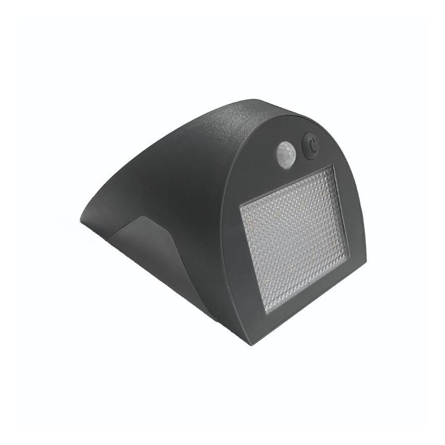 LED solárne nástenné svietidlo so senzorom LED/3W/3,7V 3000/4000K 1200 mAh IP54 antracit