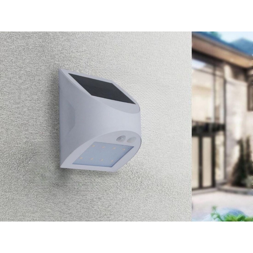 LED solárne nástenné svietidlo so senzorom LED/3W/3,7V 3000/4000K 1200 mAh IP54 biele