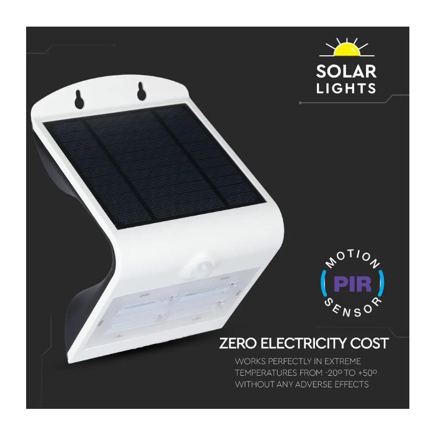 LED Solárne nástenné svietidlo so senzorom LED/3W/3,7V 3000/4000K IP65 biela