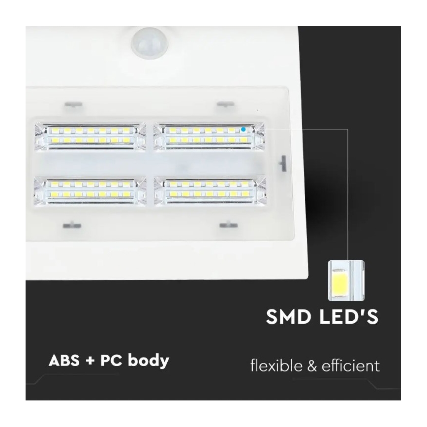 LED Solárne nástenné svietidlo so senzorom LED/3W/3,7V 3000/4000K IP65 biela