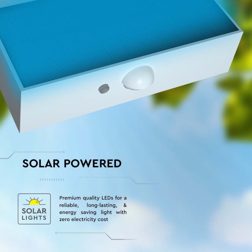 LED Solárne nástenné svietidlo so senzorom LED/3W/3,7V 3000K/4000K IP65 biela