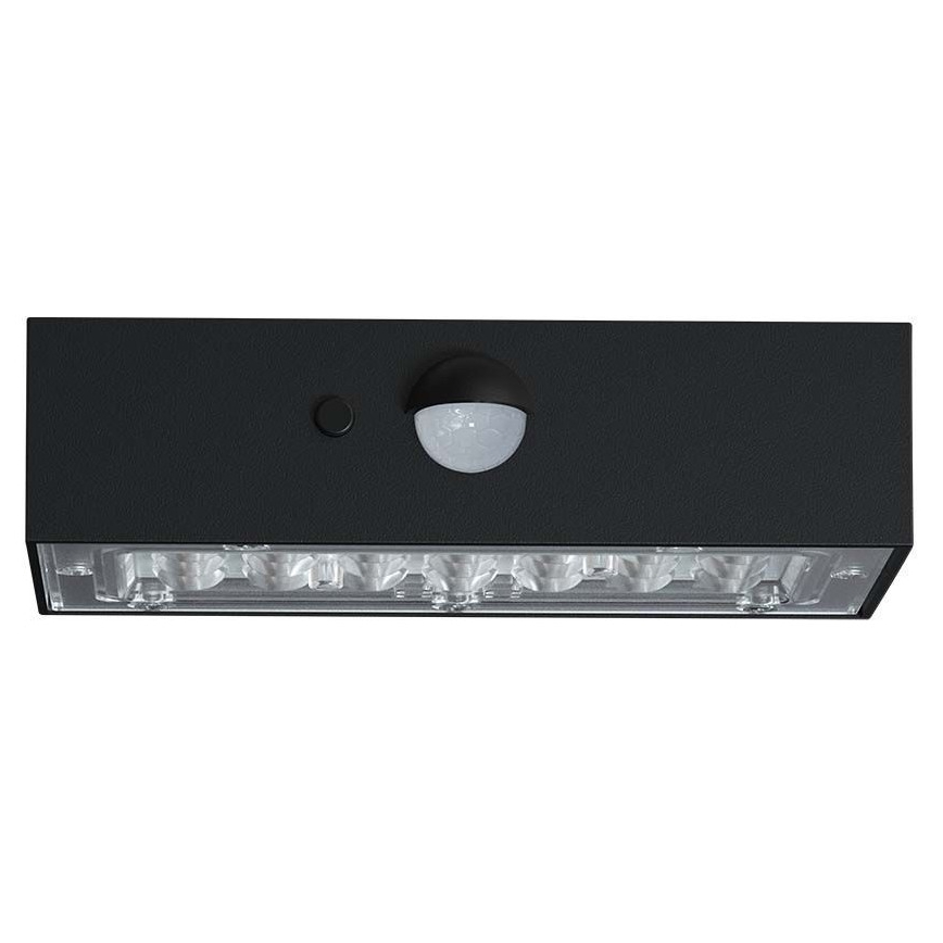 LED Solárne nástenné svietidlo so senzorom LED/3W/3,7V 3000K/4000K IP65 čierna