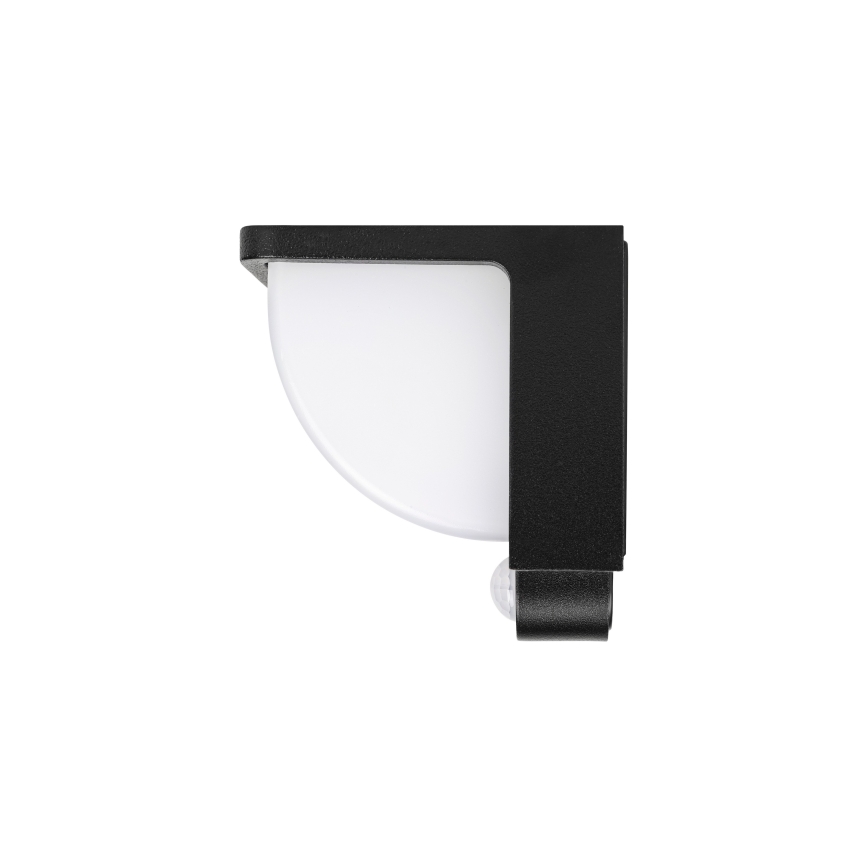 LED solárne nástenné svietidlo so snímačom pohybu a súmraku LED/3W/3,7V IP54 1500 mAh čierna