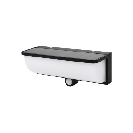 LED solárne nástenné svietidlo so snímačom pohybu a súmraku LED/3W/3,7V IP54 1500 mAh čierna