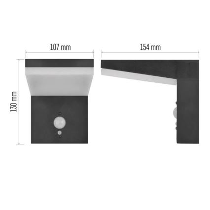 LED solárne nástenné svietidlo so senzorom LED/4,4W/3,7V 2200 mAh IP44