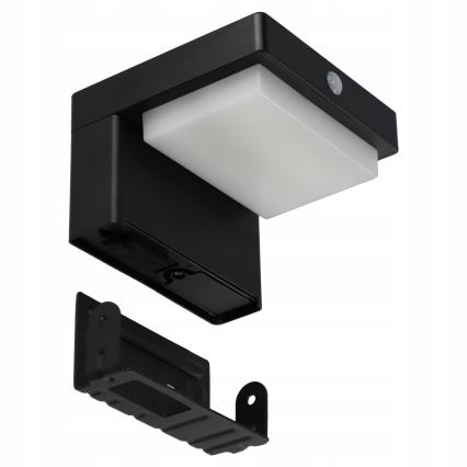 LED solárne nástenné svietidlo so senzorom LED/5W/3,7V 2000 mAh IP44 čierna