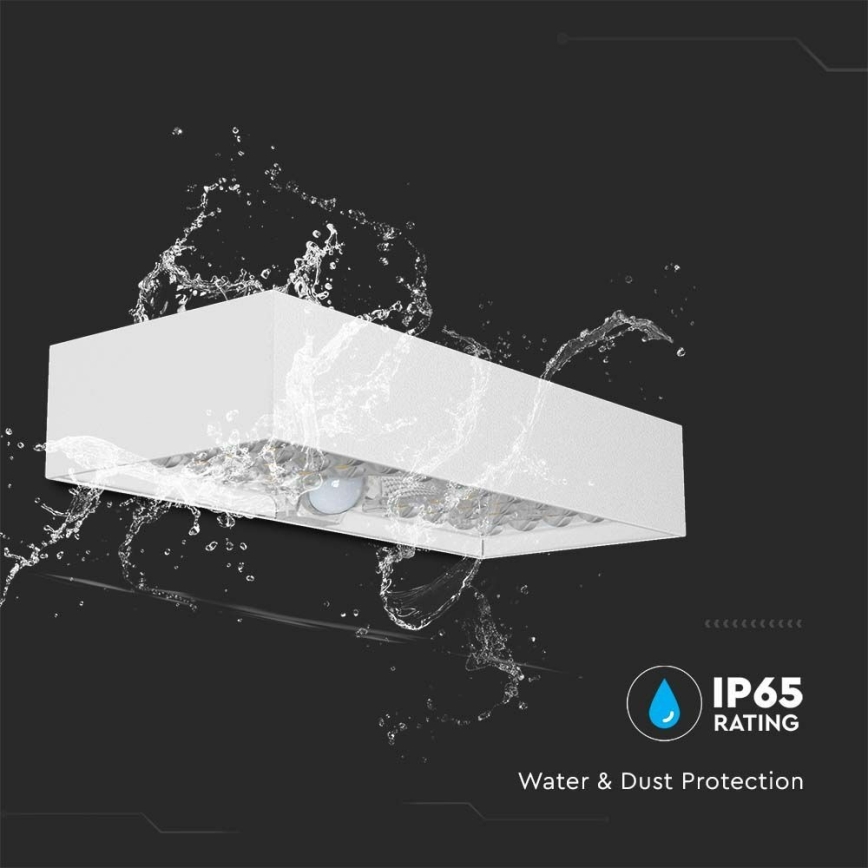 LED Solárne nástenné svietidlo so senzorom LED/6W/3,7V IP65 4000K 3000 mAh biela