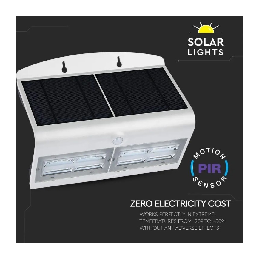LED Solárne nástenné svietidlo so senzorom LED/7W/3,7V 4000K IP65 biela