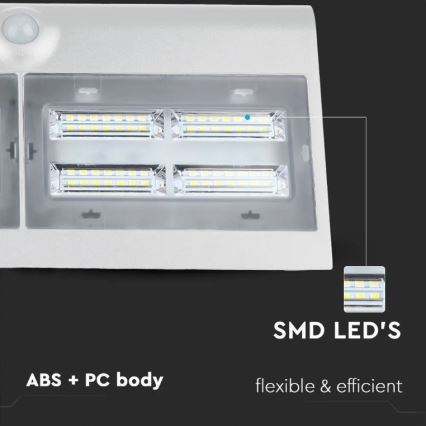 LED Solárne nástenné svietidlo so senzorom LED/7W/3,7V 4000K IP65 biela