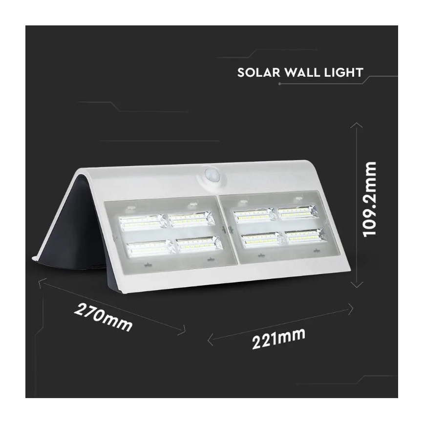 LED Solárne nástenné svietidlo so senzorom LED/7W/3,7V 4000K IP65 biela
