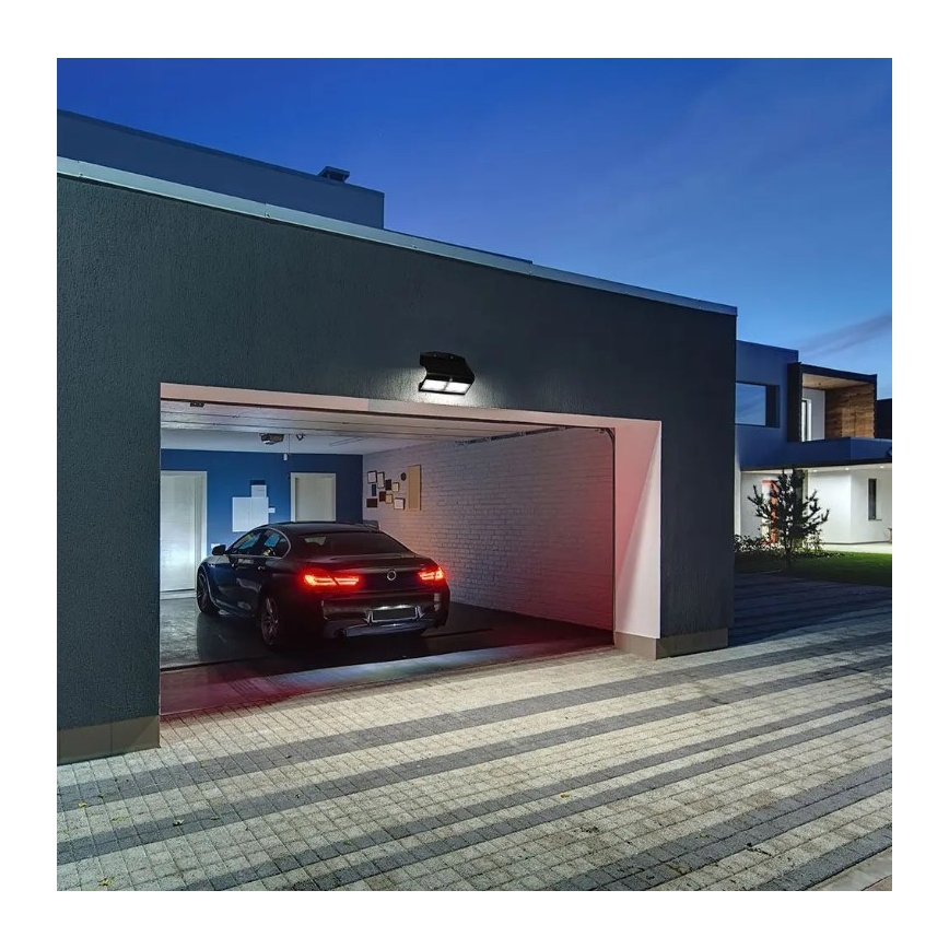 LED Solárne nástenné svietidlo so senzorom LED/7W/3,7V 4000K IP65 čierna