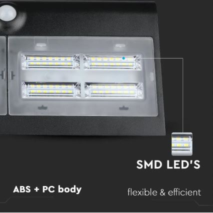 LED Solárne nástenné svietidlo so senzorom LED/7W/3,7V 4000K IP65 čierna