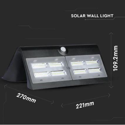 LED Solárne nástenné svietidlo so senzorom LED/7W/3,7V 4000K IP65 čierna