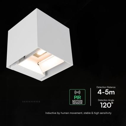 LED Solárne nástenné svietidlo so senzorom LED/9W/3,7V 3000/4000/5000K IP65 2600 mAh biele