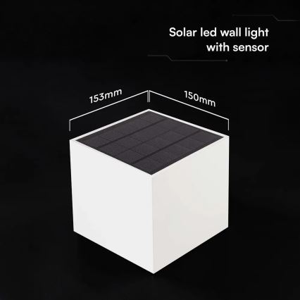 LED Solárne nástenné svietidlo so senzorom LED/9W/3,7V 3000/4000/5000K IP65 2600 mAh biele