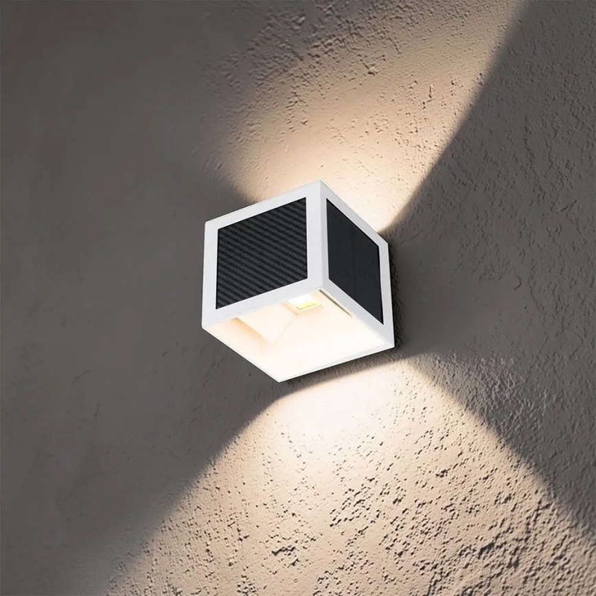 LED solárne nástenné svietidlo so senzorom LED/9W/3,7V 3000/4000/6000K IP65 2600 mAh biela