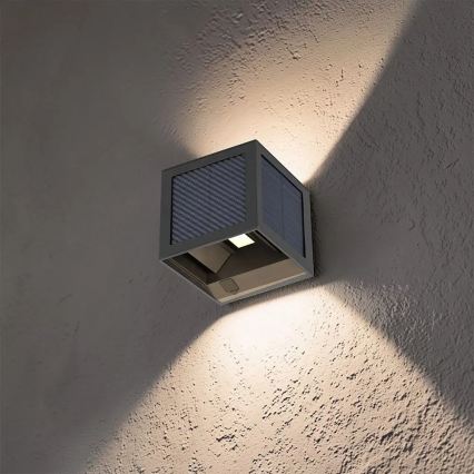 LED solárne nástenné svietidlo so senzorom LED/9W/3,7V 3000/4000/6000K IP65 2600 mAh čierne