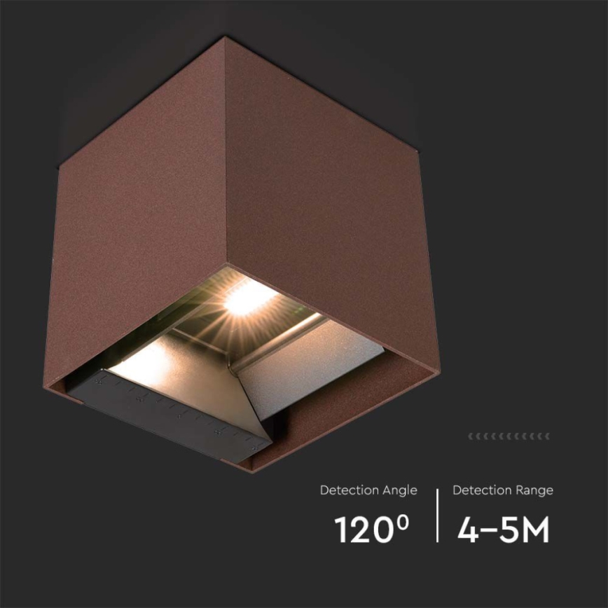 LED Solárne nástenné svietidlo so senzorom LED/9W/3,7V IP65 4000K 2600 mAh hnedá
